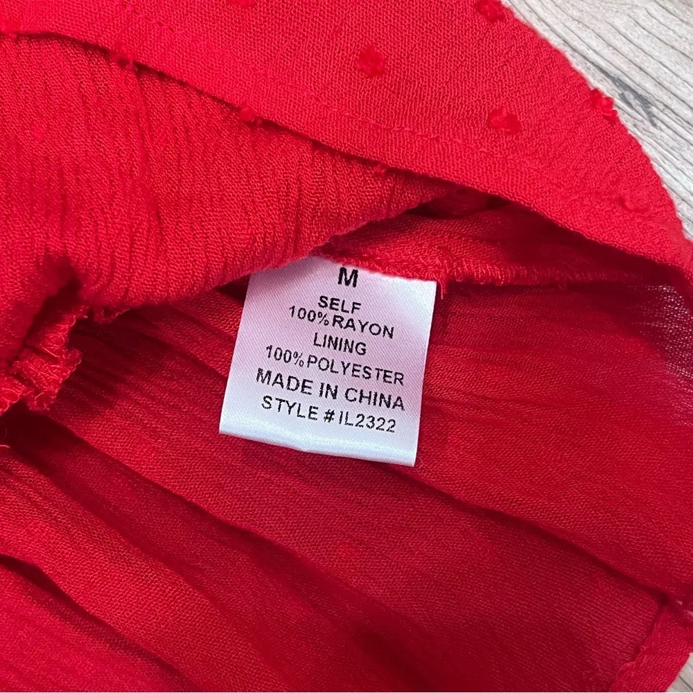 Pink Lily boutique Red smocked blouse size Medium - Picture 8 of 8